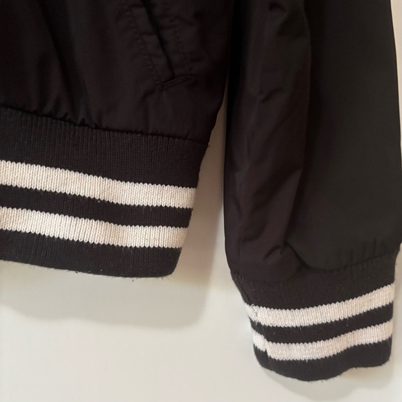 TNA| Aritzia| Black & White Striped Hem Varsity Bomber Jacket Sz M - Picture 6 of 9